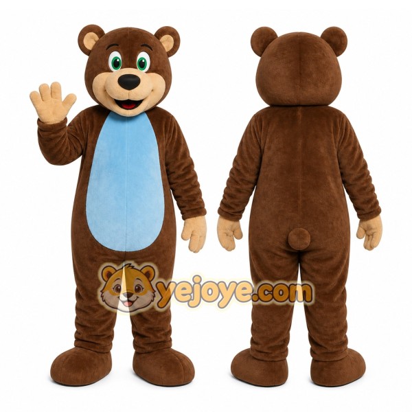 Brown Bear Blue Belly Mascot Costume