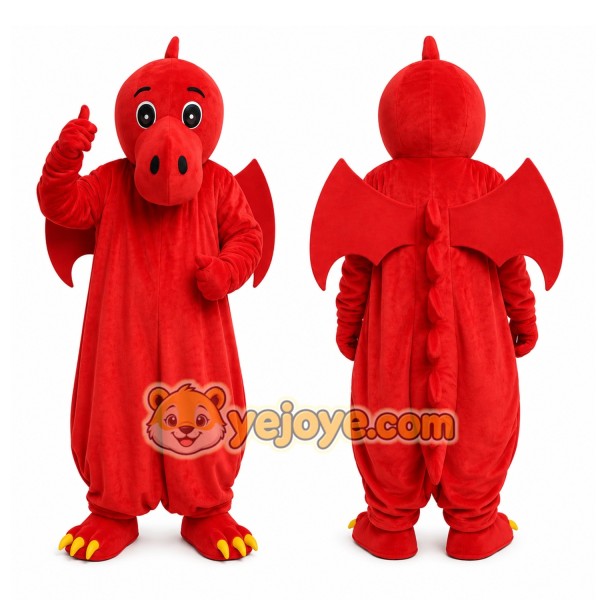 Red Dragon Mascot Costume Adult Plush Fantasy Character Suit