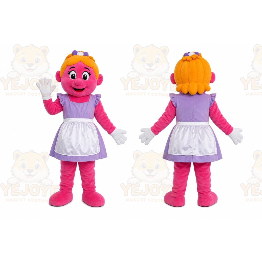 Pink Maid Girl Mascot Costume