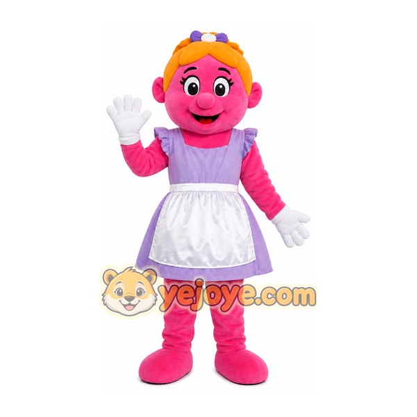 Pink Maid Girl Mascot Costume