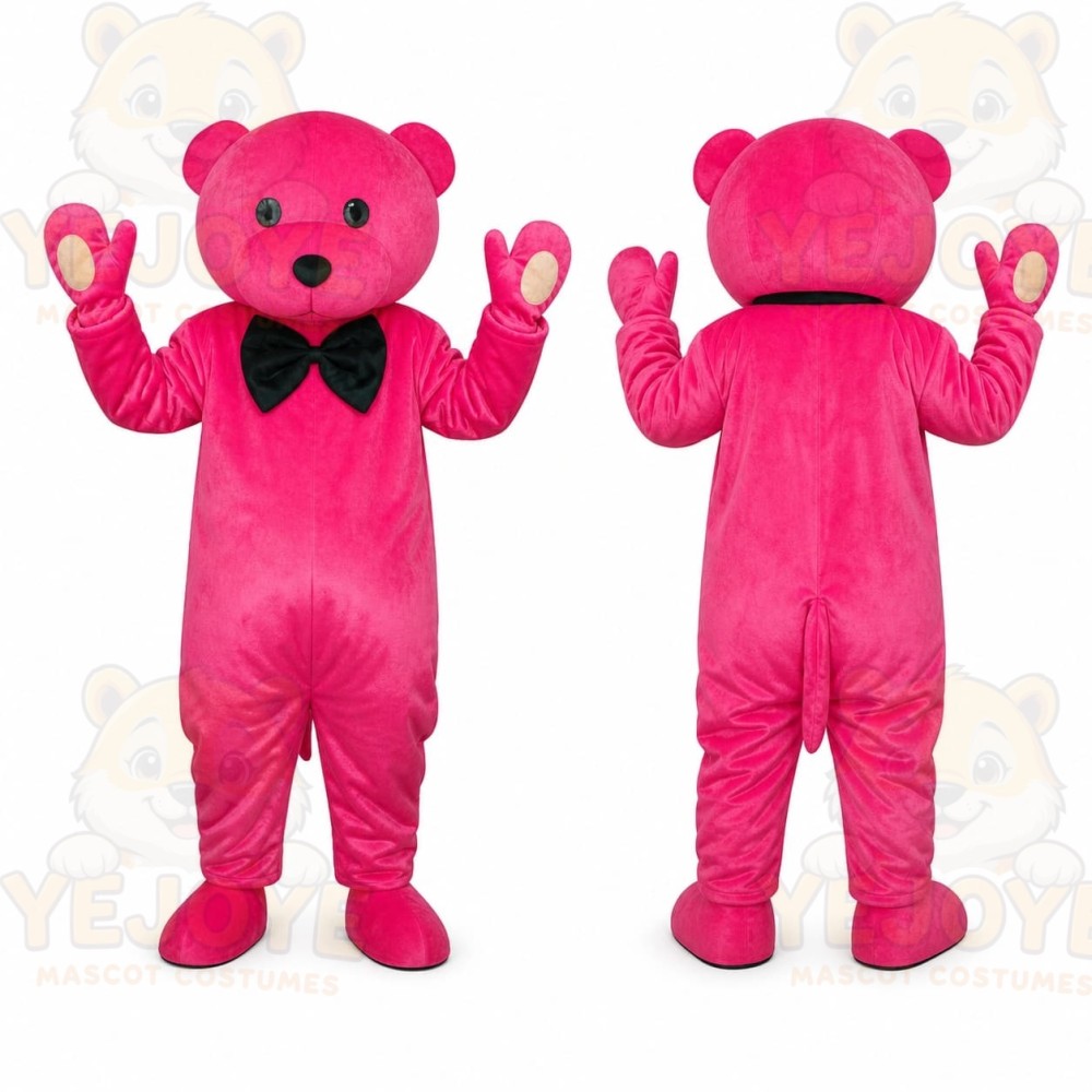 Pink Bear Bow Tie Mascot Costume