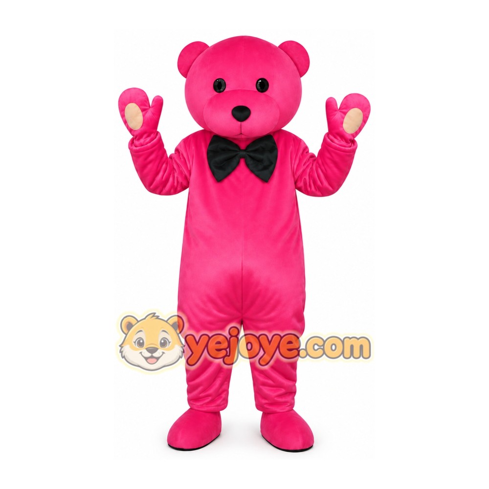 Pink Bear Bow Tie Mascot Costume Pink Bear Bow Tie Mascot Costume