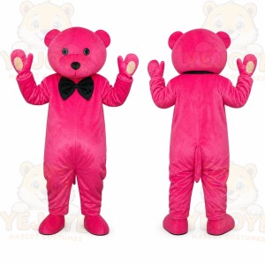 Pink Bear Bow Tie Mascot Costume