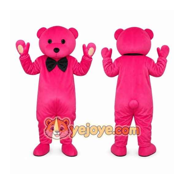 Pink Bear Bow Tie Mascot Costume