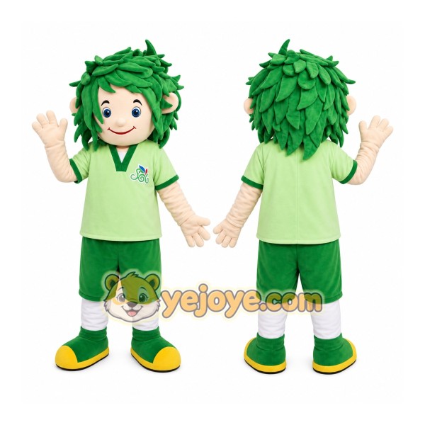 Green Hair Boy Mascot Costume