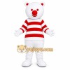 Striped Shirt Polar Bear Mascot Costume Striped Shirt Polar Bear Mascot Costume