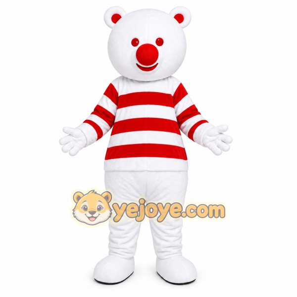 Striped Shirt Polar Bear Mascot Costume