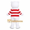 Striped Shirt Polar Bear Mascot Costume Striped Shirt Polar Bear Mascot Costume
