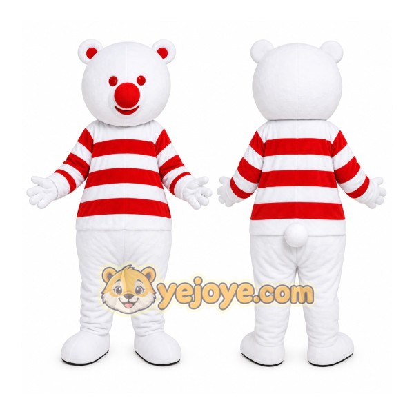 Striped Shirt Polar Bear Mascot Costume