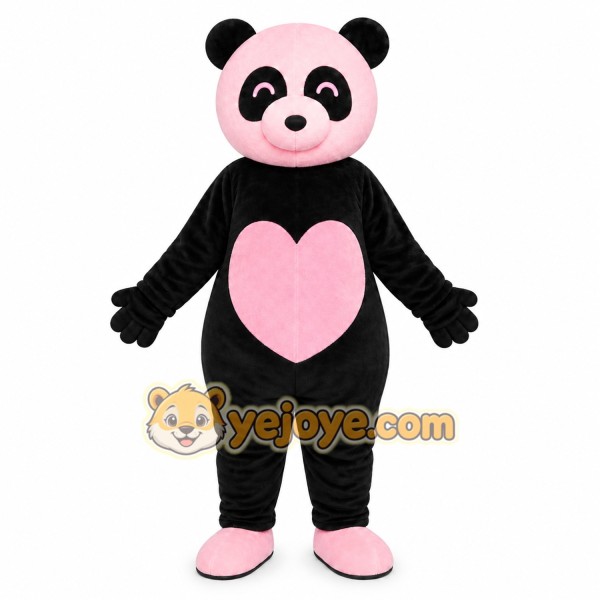 Black Panda Heart Mascot Costume