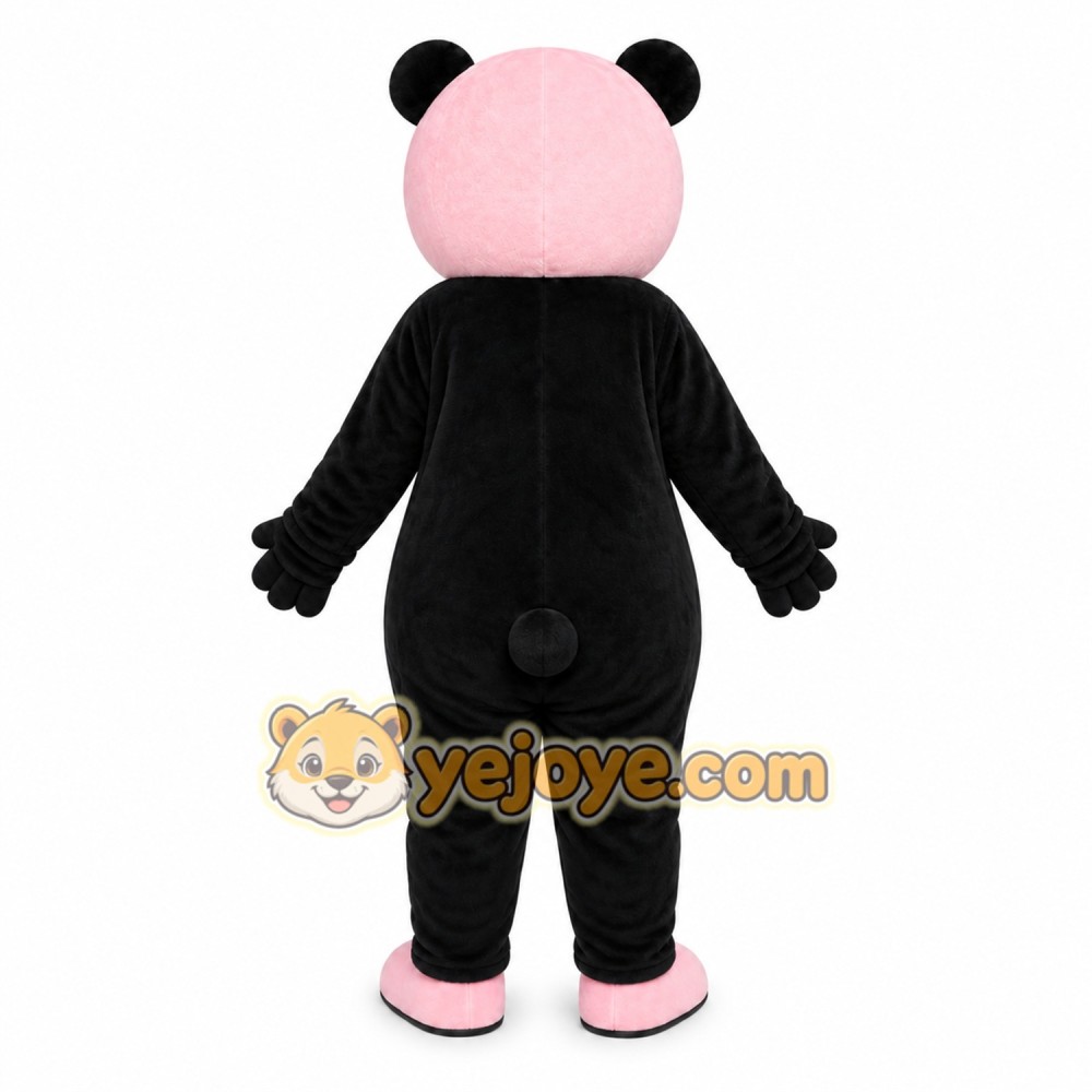 Black Panda Heart Mascot Costume Black Panda Heart Mascot Costume