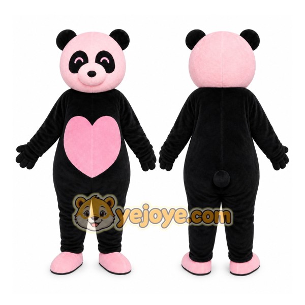 Black Panda Heart Mascot Costume