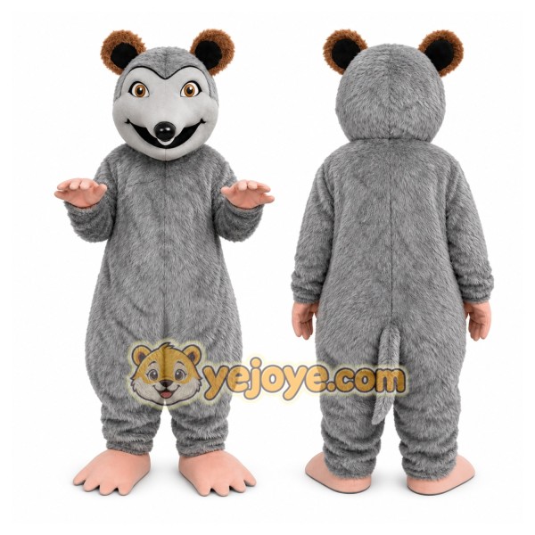 Gray Possum Mascot Costume Adult Plush Animal Character Suit