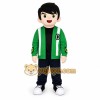 Green Jacket Boy Mascot Costume Green Jacket Boy Mascot Costume