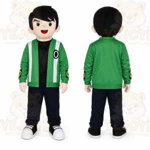 Green Jacket Boy Mascot Costume