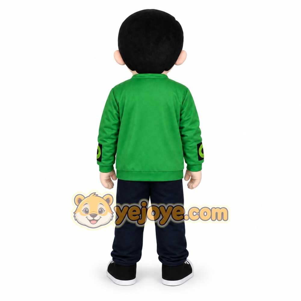 Green Jacket Boy Mascot Costume Green Jacket Boy Mascot Costume