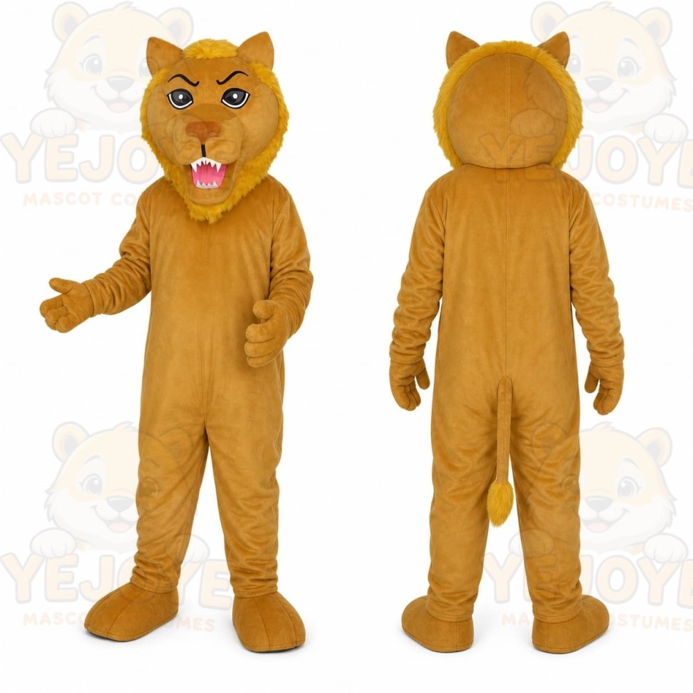 Tan Lion Mascot Costume