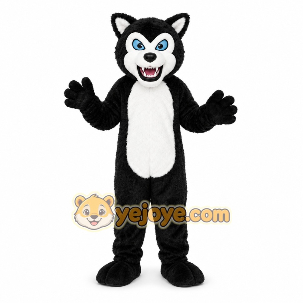 Black Husky Mascot Costume Black Husky Mascot Costume