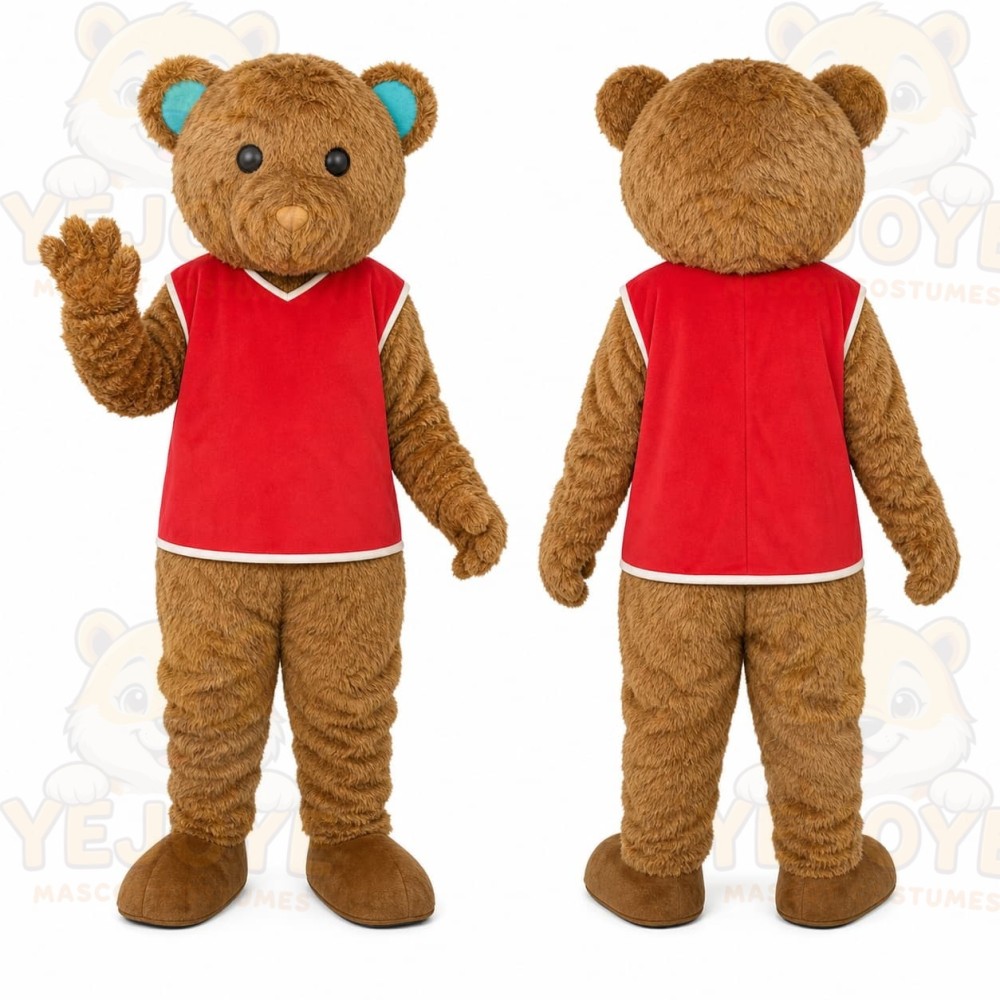 Bear Red Vest Mascot Costume