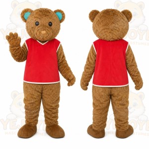 Bear Red Vest Mascot Costume