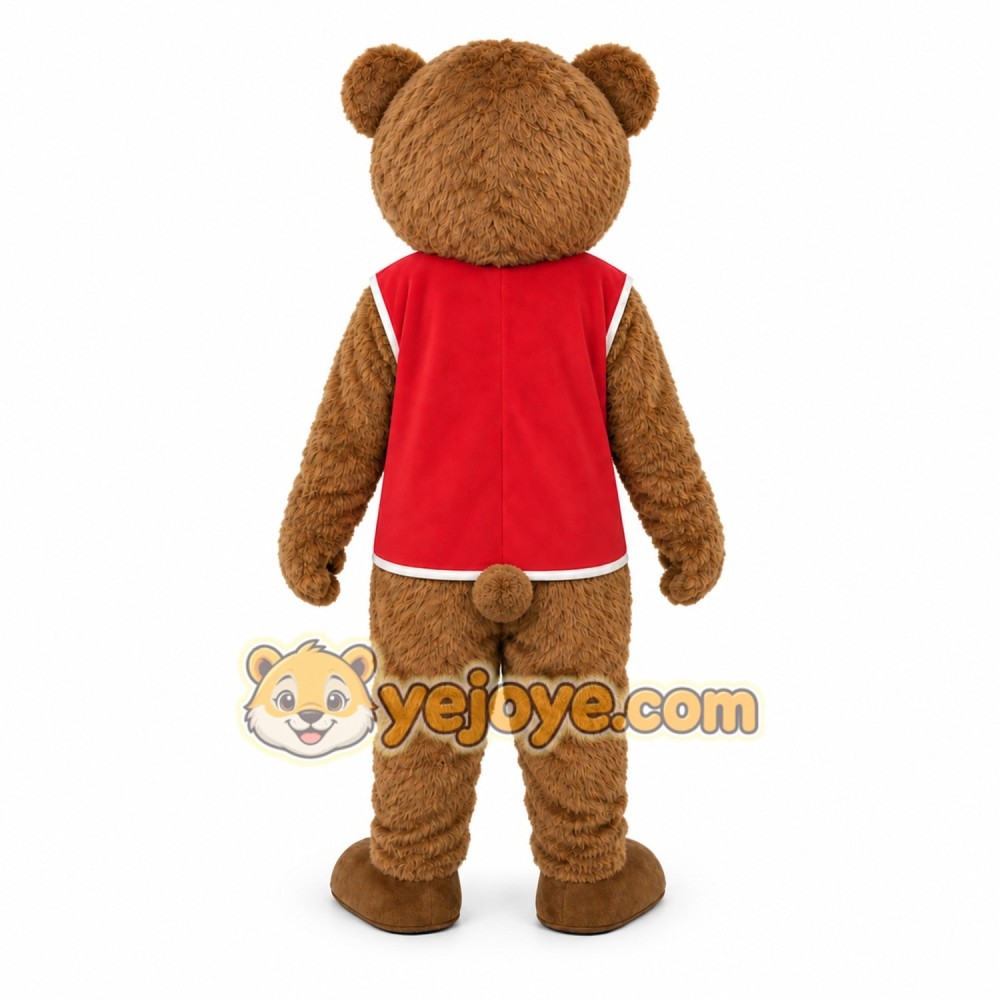 Bear Red Vest Mascot Costume Bear Red Vest Mascot Costume