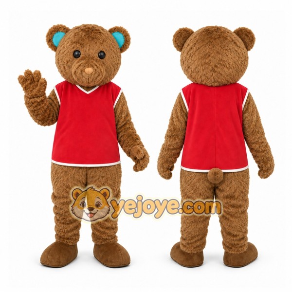Bear Red Vest Mascot Costume