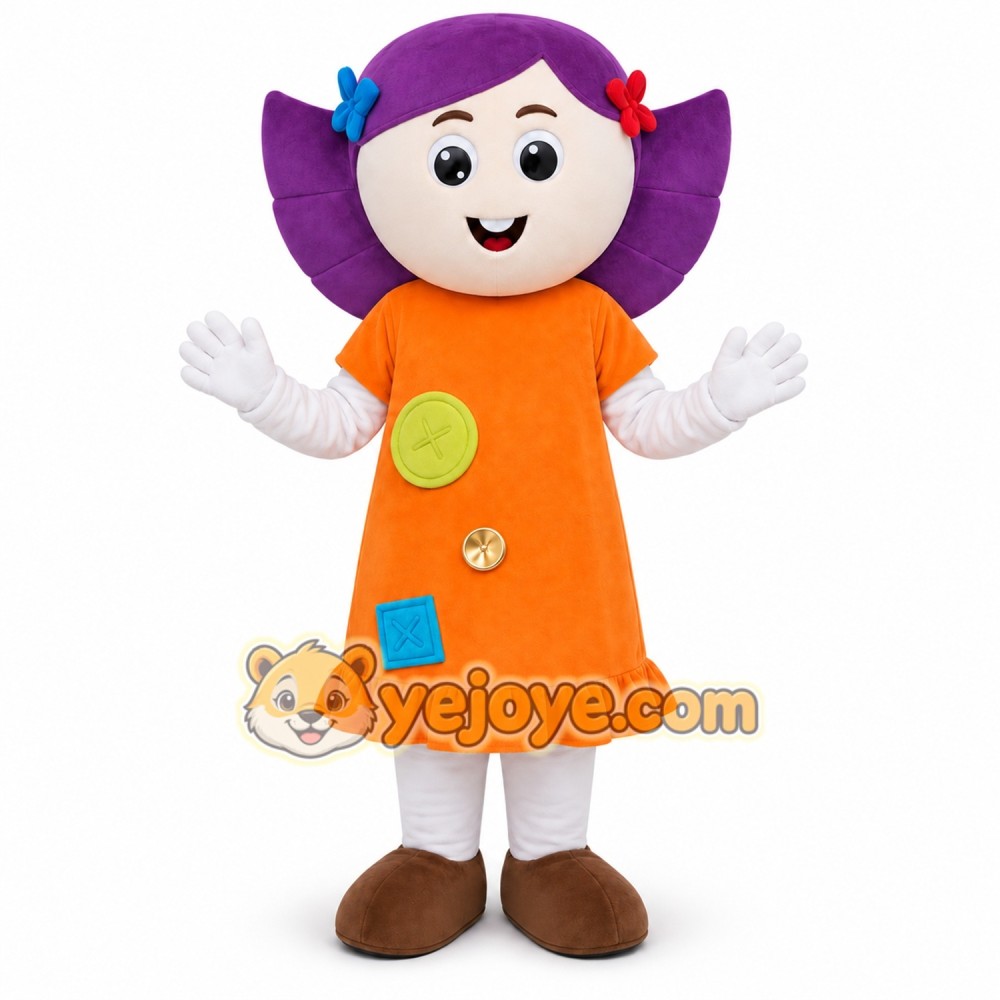 Purple Hair Girl Mascot Costume Purple Hair Girl Mascot Costume
