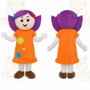 Purple Hair Girl Mascot Costume