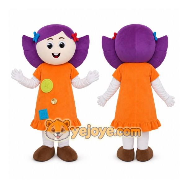 Purple Hair Girl Mascot Costume