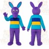 Purple Donkey Mascot Costume with Striped Shirt