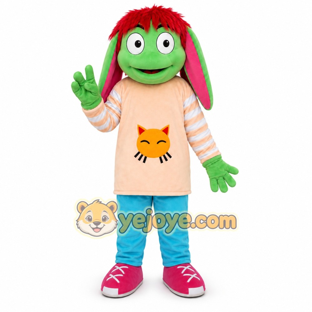 Green Hair Girl Mascot Costume Green Hair Girl Mascot Costume