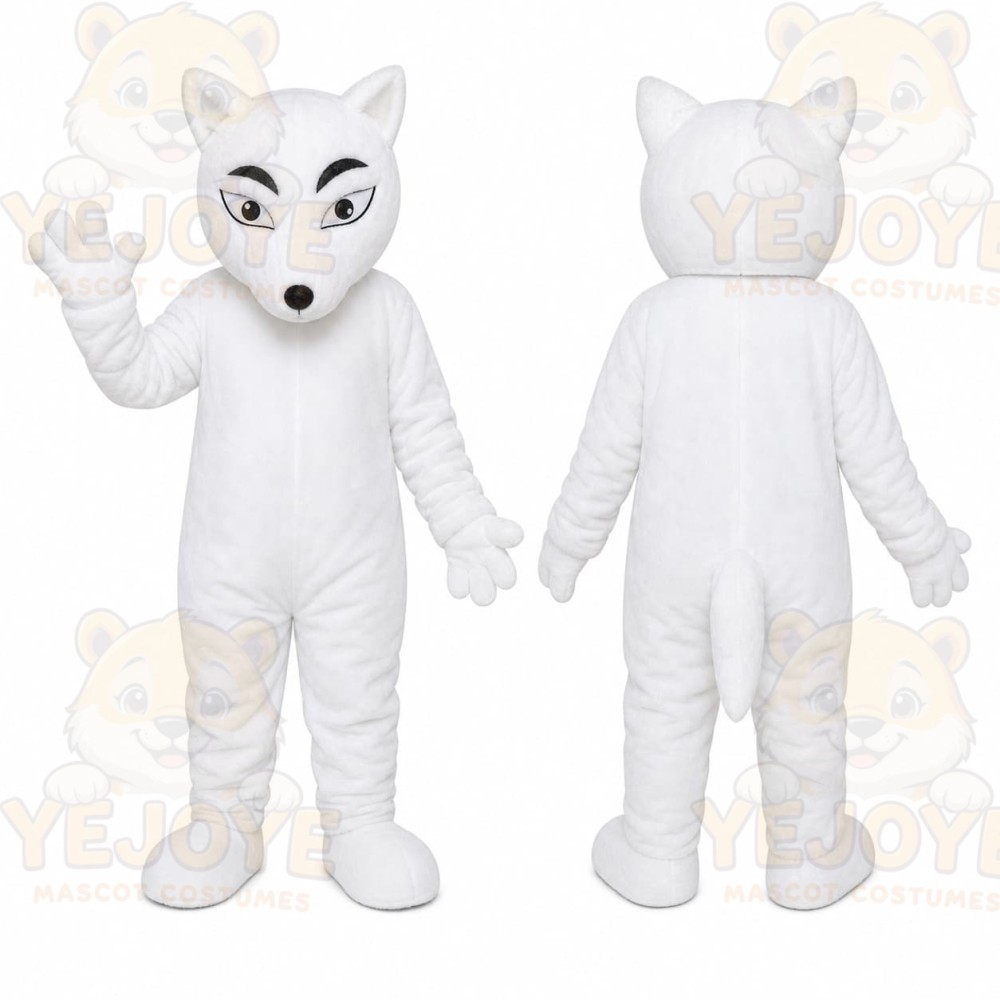 Cute White Wolf Mascot Costume Adult Character Outfit