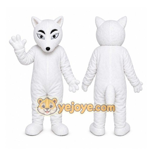 Cute White Wolf Mascot Costume Adult Character Outfit