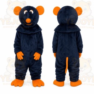 Navy Blue Mouse Mascot Costume with Orange Ears
