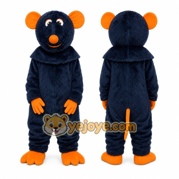 Navy Blue Mouse Mascot Costume with Orange Ears