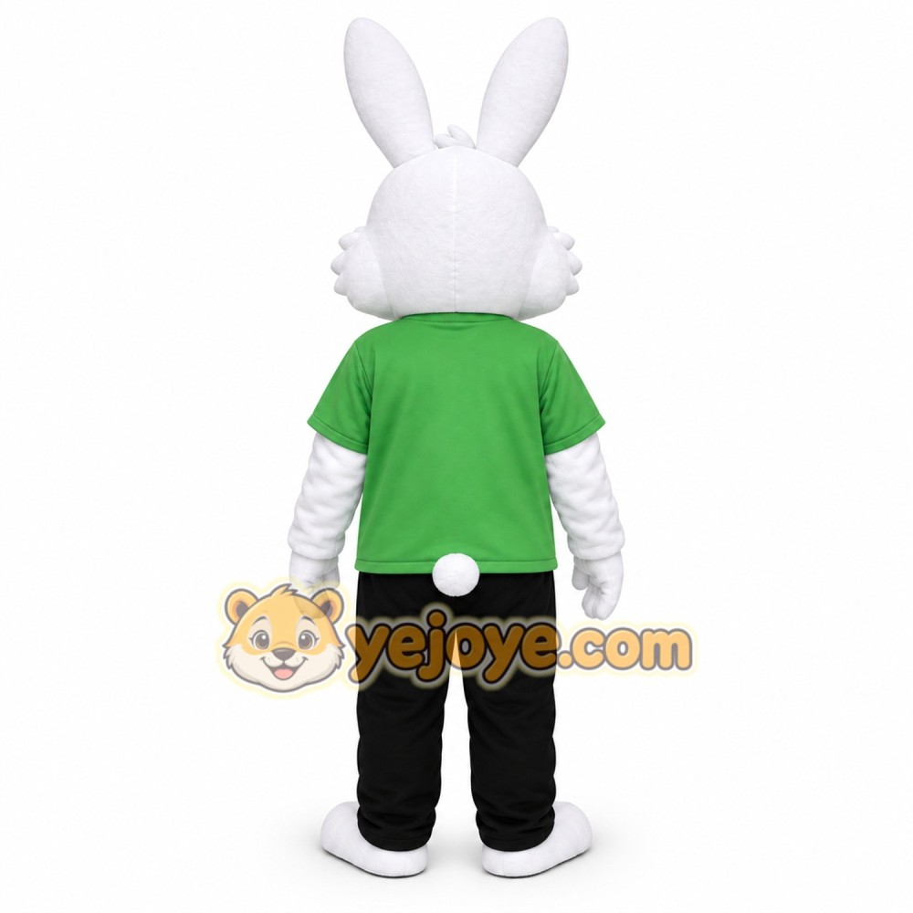 White Rabbit Green Shirt Mascot Costume
