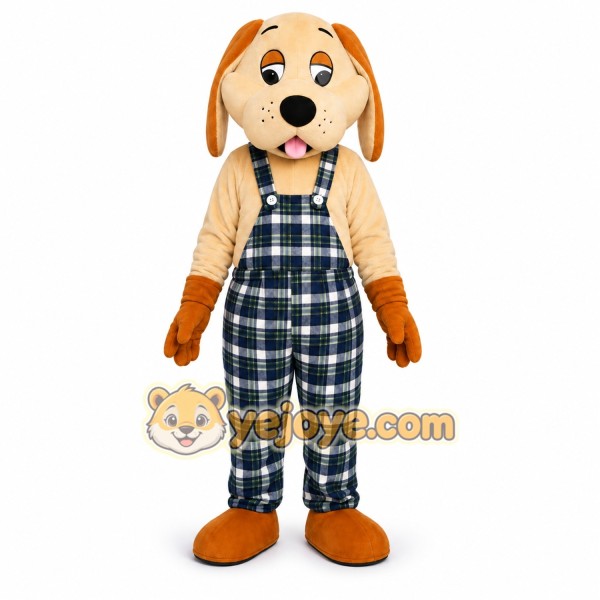 Plaid Puppy Mascot Costume Plaid Puppy Mascot Costume