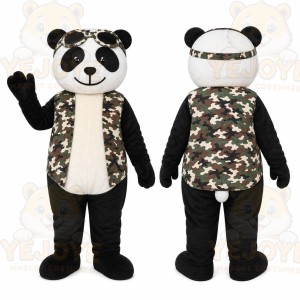 Camo Panda Mascot Costume