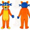 Orange Blue Wolf Mascot Costume