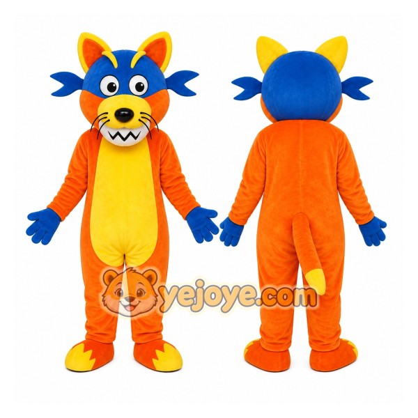Orange Blue Wolf Mascot Costume