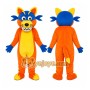 Orange Blue Wolf Mascot Costume