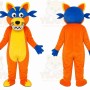 Orange Blue Wolf Mascot Costume