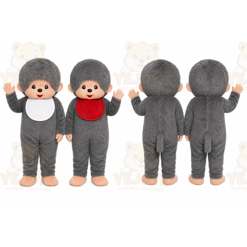 Gray Monkey Pair Mascot Costume