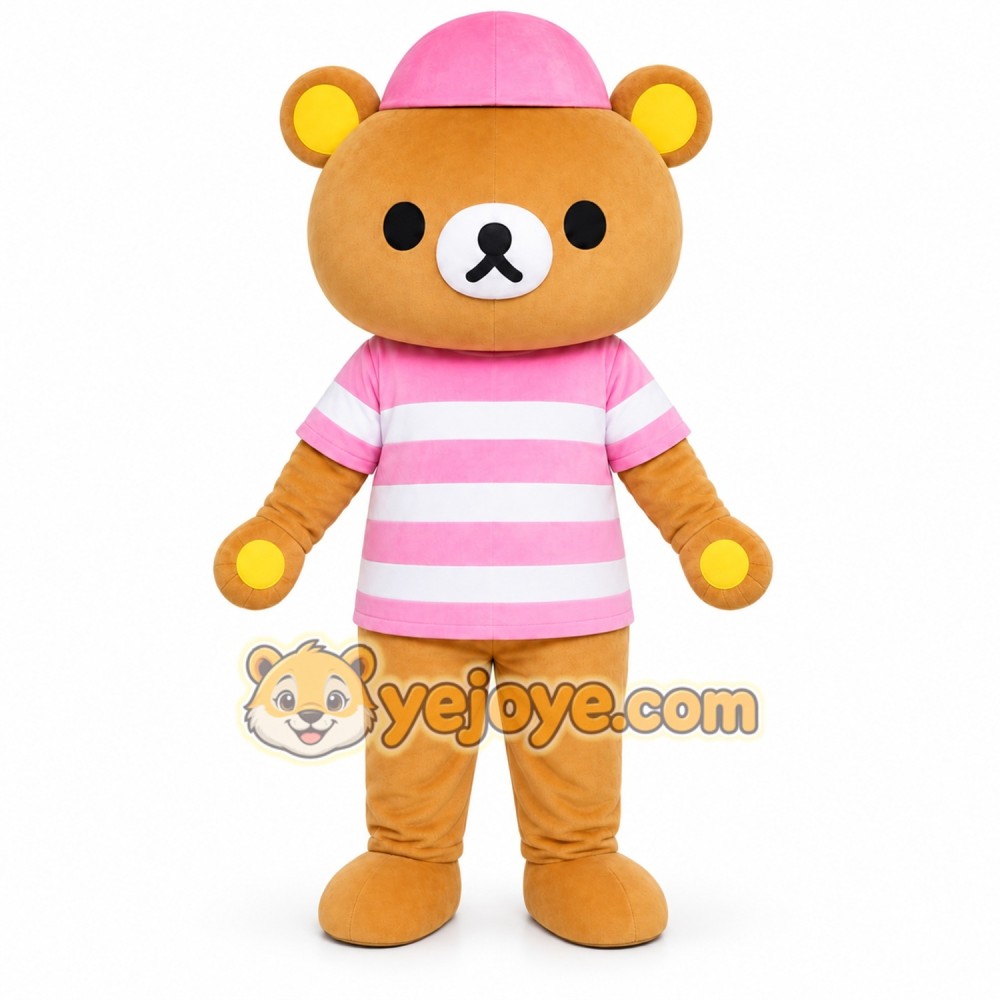 Pink Striped Bear Mascot Costume Pink Striped Bear Mascot Costume