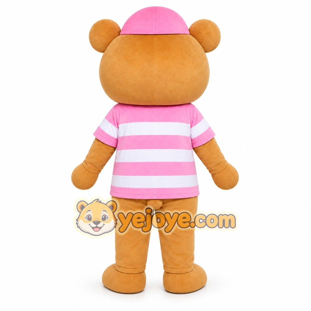 Pink Striped Bear Mascot Costume Pink Striped Bear Mascot Costume