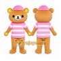 Pink Striped Bear Mascot Costume