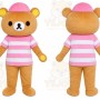 Pink Striped Bear Mascot Costume