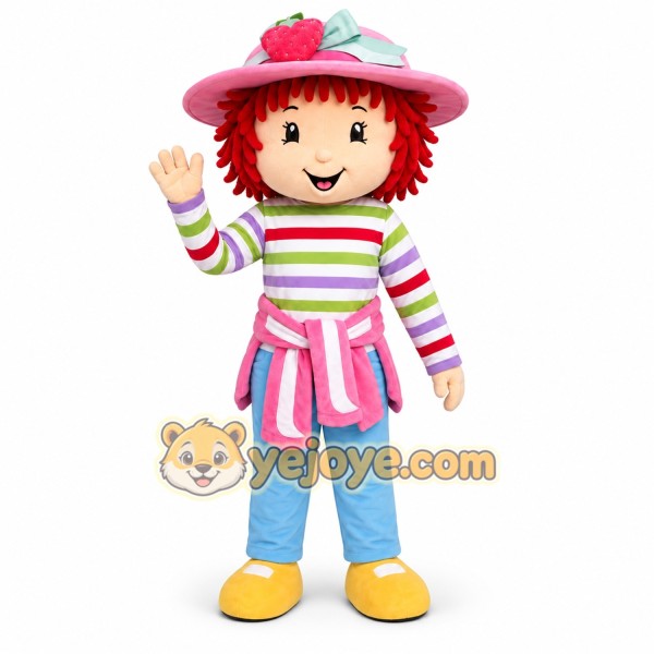 Striped Hat Girl Mascot Costume