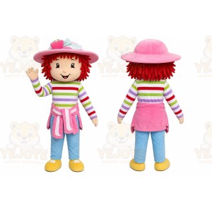 Striped Hat Girl Mascot Costume