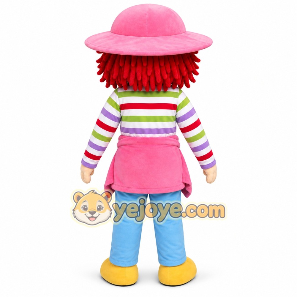 Striped Hat Girl Mascot Costume